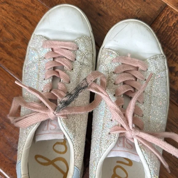 Sam Edelman Girl's Aubrie Glitter Sneakers, Size 2 - Picture 5 of 7